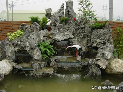 ​庭院鱼池假山效果图
