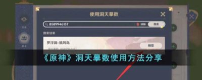 ​原神洞天摹数要怎么用