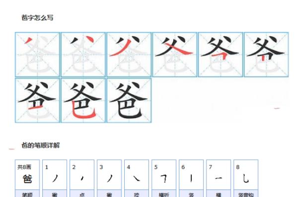 爸的笔顺是什么（爸简单释义）