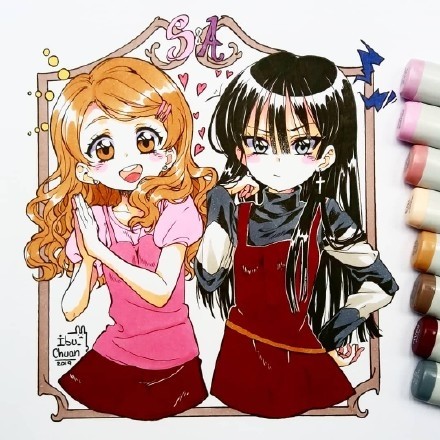 可爱的形象，好看的色彩，一组超萌的马克笔卡通少女手绘