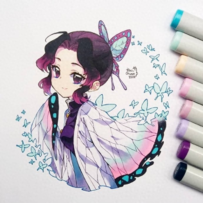 可爱的形象，好看的色彩，一组超萌的马克笔卡通少女手绘